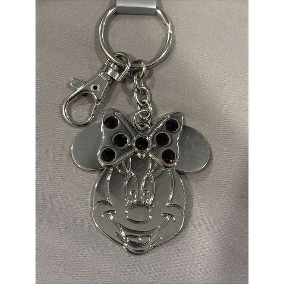 Disney Birthstone February 3D Minnie Mouse Silver Metal Keychain 2" NEW - Picture 3 of 5